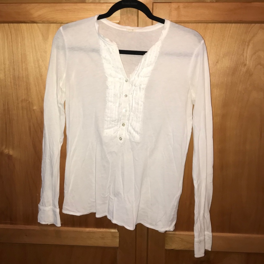J crew top w ruffle detail and buttons